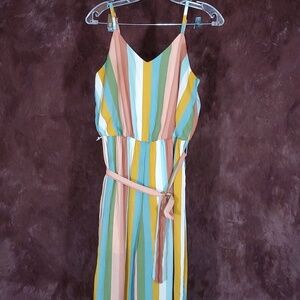 C Label Multicolored Stripe Cropped Romper
